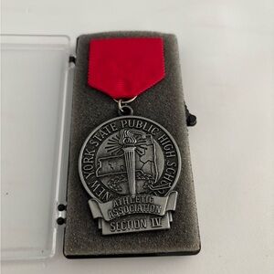 New York State Public High School Athletic Medal with Red Ribbon